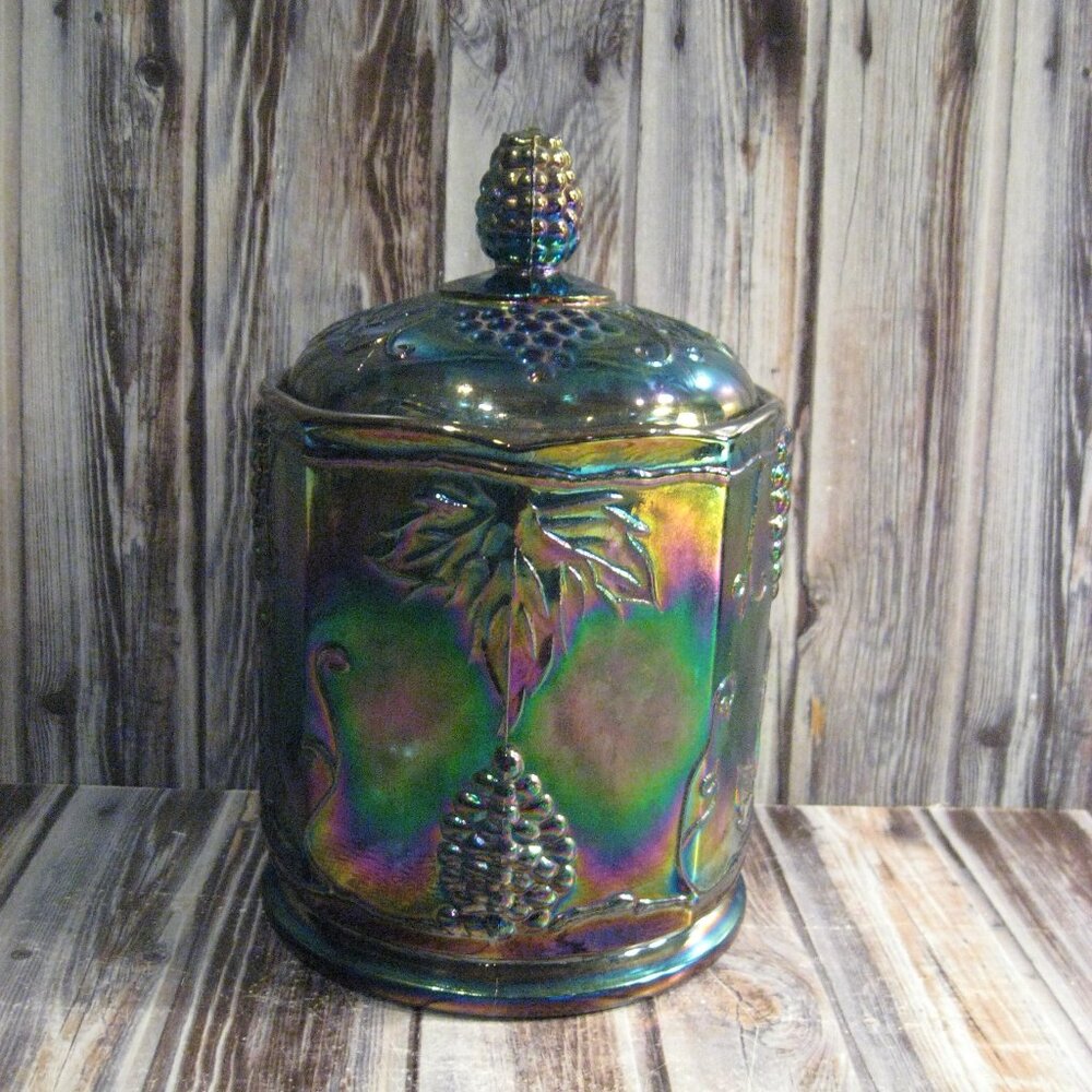 COLONY HARVEST CARNIVAL BLUE SMALL CANISTER WITH LID